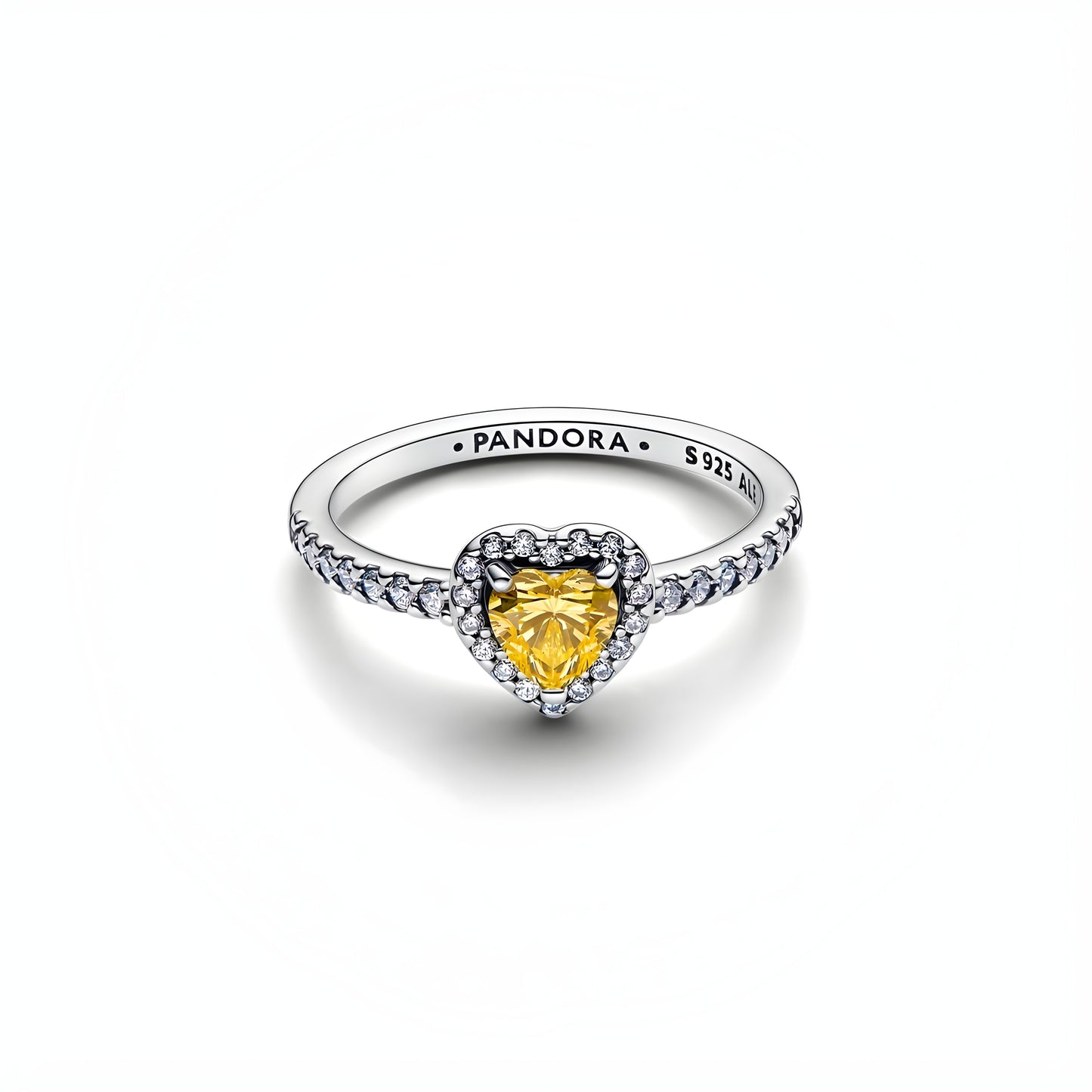 Sparkling Yellow Elevated Heart Ring
