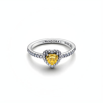 Sparkling Yellow Elevated Heart Ring