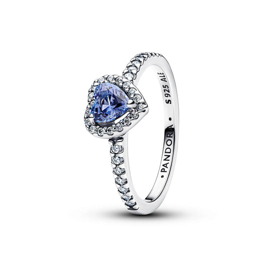 Sparkling Blue Elevated Heart Ring