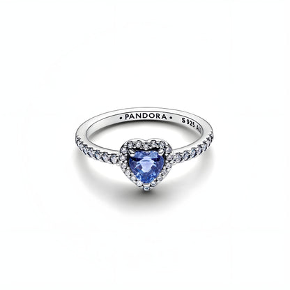 Sparkling Blue Elevated Heart Ring