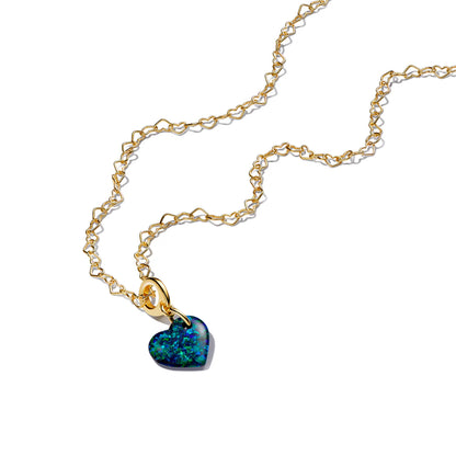 Opalescent Green Heart Dangle Charm