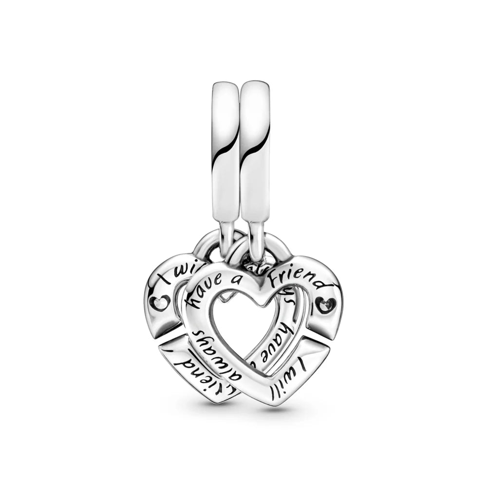 Linked Sister Hearts Split Dangle Charm