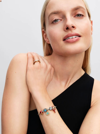 MARVEL IRON MAN 14K GOLD-PLATED DANGLE WITH CLEAR CUBIC ZIRCONIA AND GLOW IN THE DARK ENAMEL