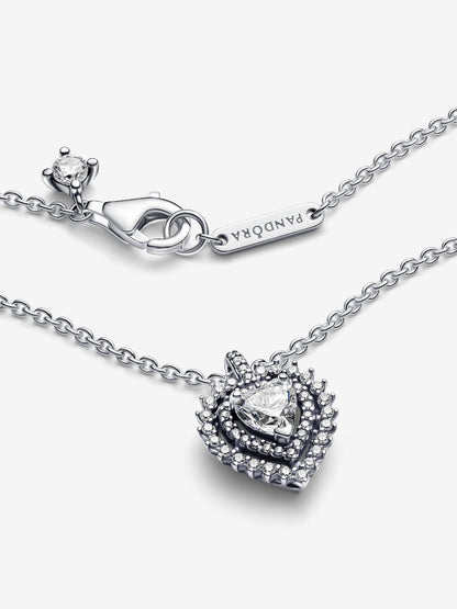 Sparkling Heart Halo Pendant Necklace
Sterling silver