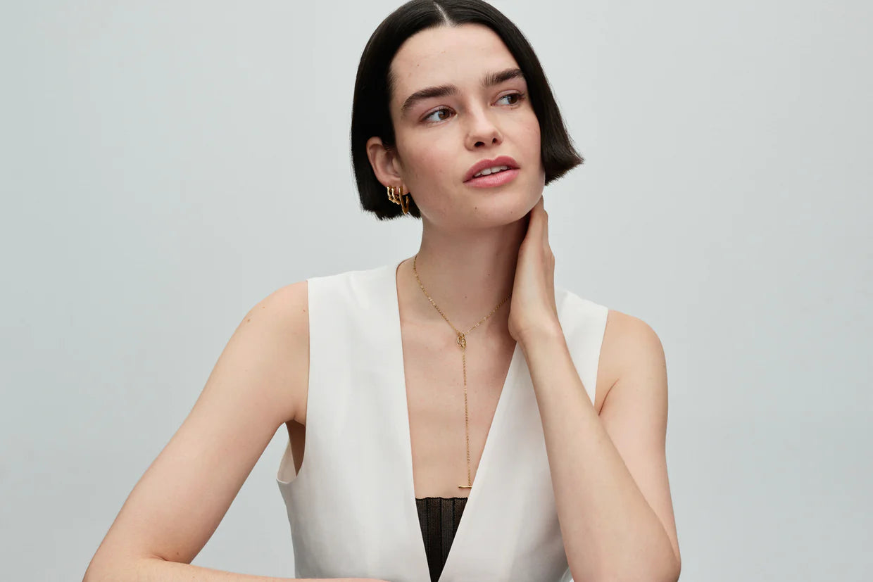 Organically Shaped Circles T-bar Necklace