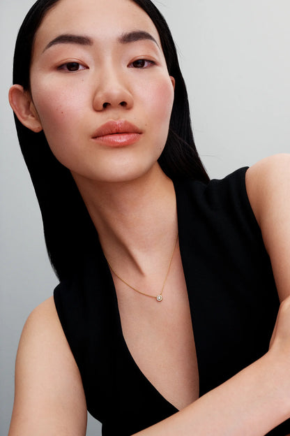 14k gold-plated collier with clear cubic zirconia