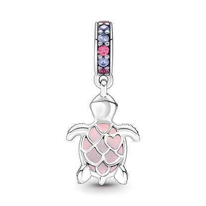 Murano Glass Pink Sea Turtle Dangle Charm