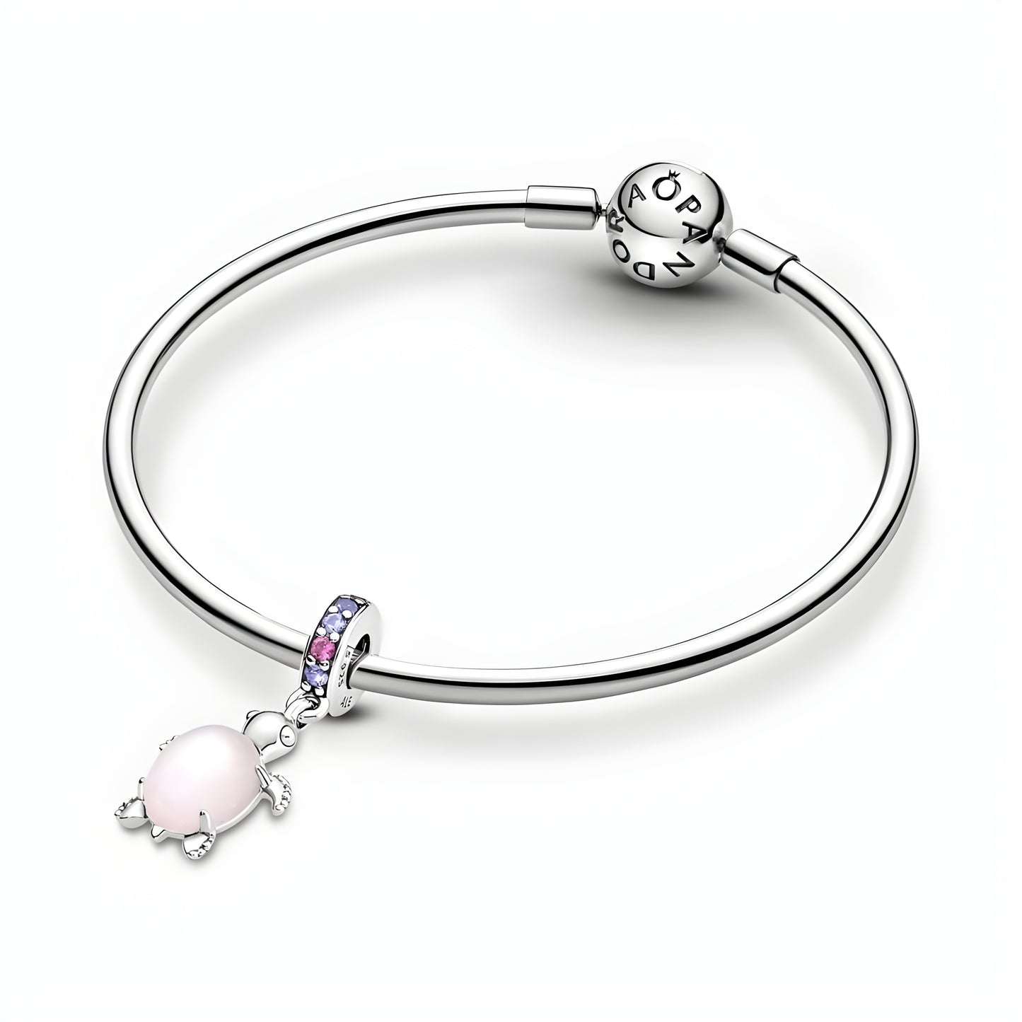 Murano Glass Pink Sea Turtle Dangle Charm