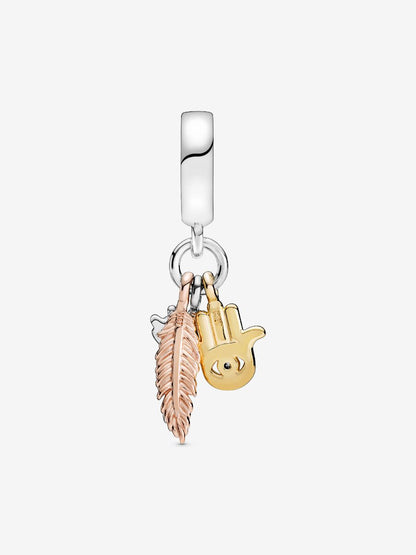 Hamsa, All-seeing Eye & Feather Spirituality Dangle Charm