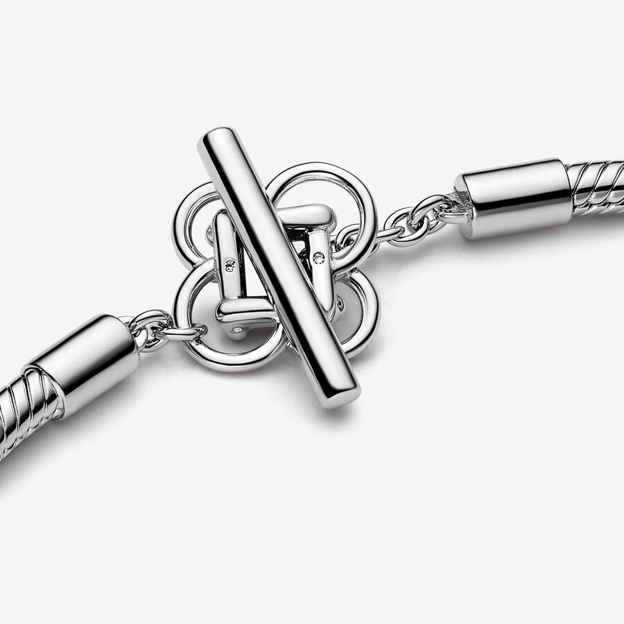 Pandora Moments Peace Knot T-bar Snake Chain Bracelet