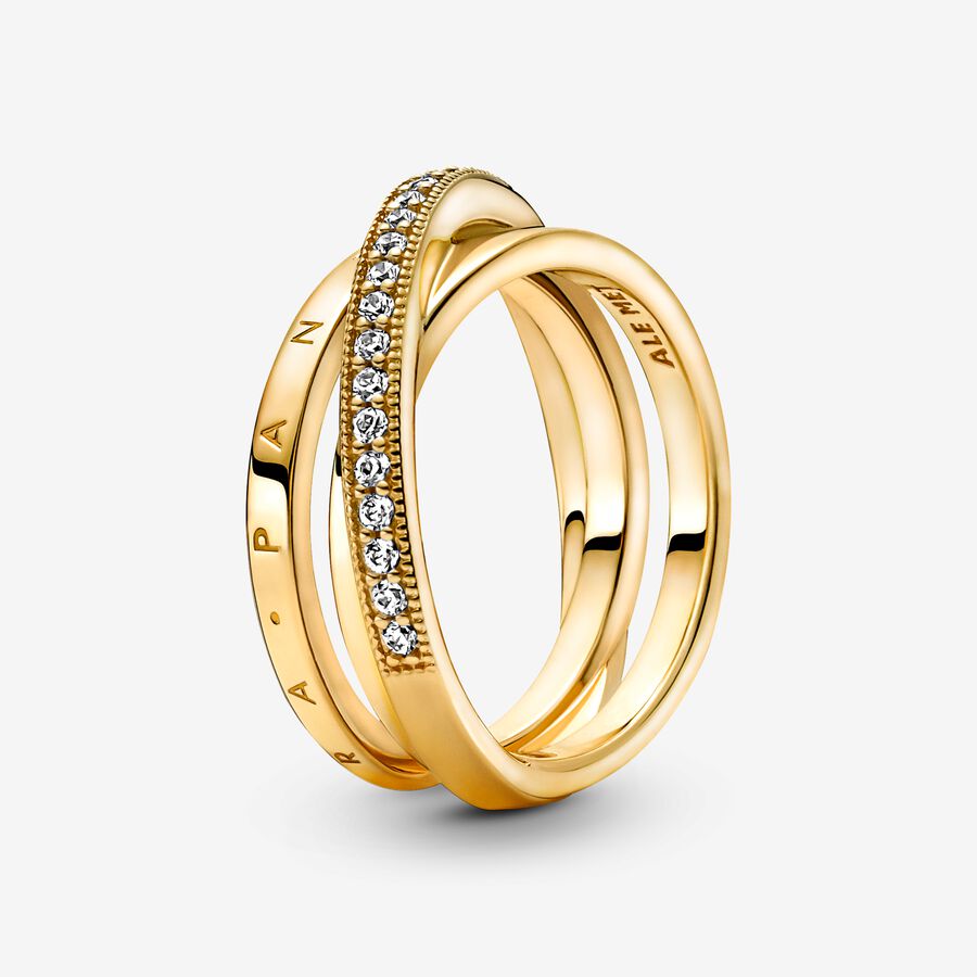 Crossover Pavé Triple Band Ring
14k gold plating
