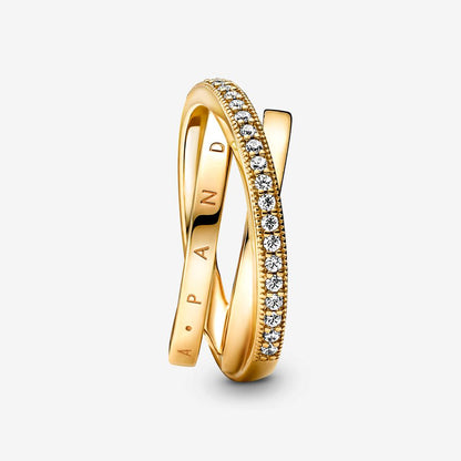 Crossover Pavé Triple Band Ring
14k gold plating