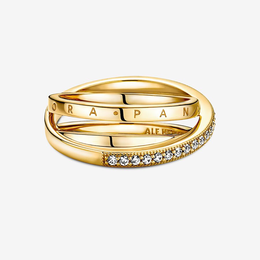 Crossover Pavé Triple Band Ring
14k gold plating