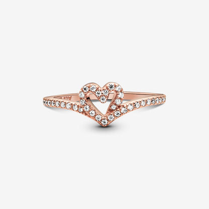 Sparkling Wishbone Heart Ring
14k rose gold plating