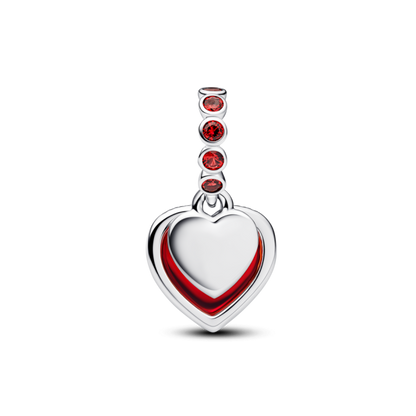 Red Murano Glass Heart Double Dangle Charm