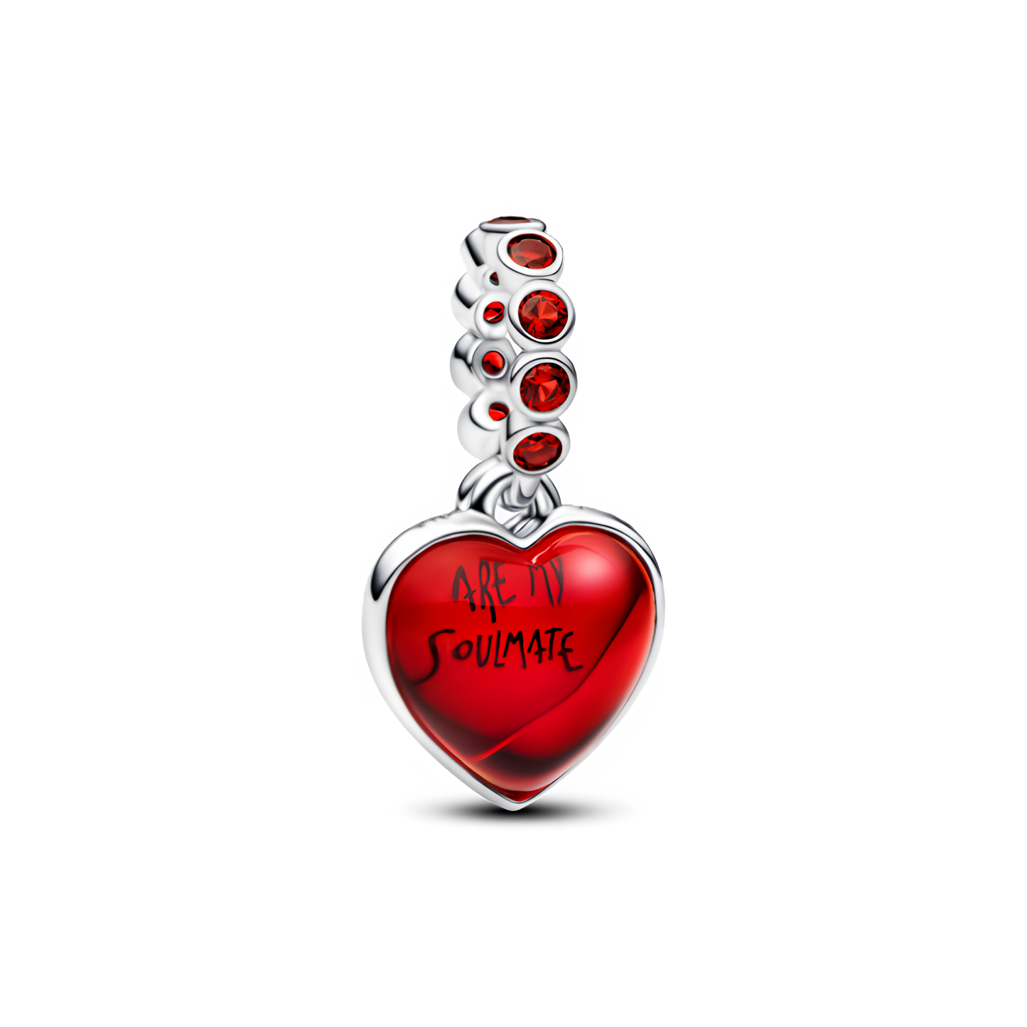Red Murano Glass Heart Double Dangle Charm