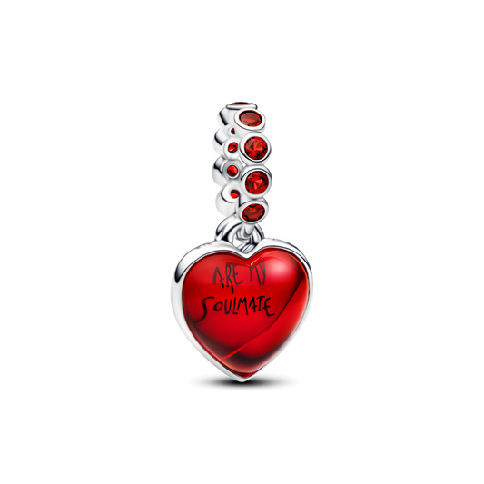 Red Murano Glass Heart Double Dangle Charm