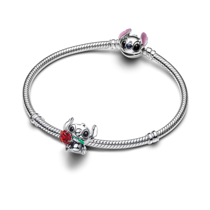 Pandora Disney Stitch Rose Murano Glass Charm