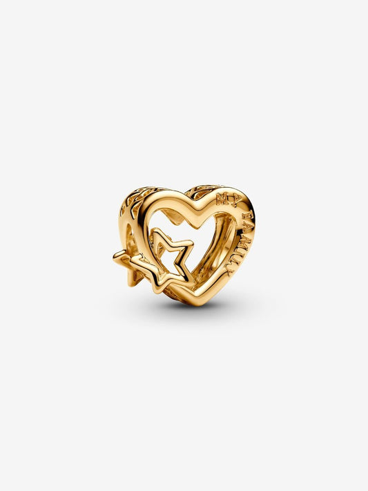 Openwork Family Heart & Star Charm
14k gold plating