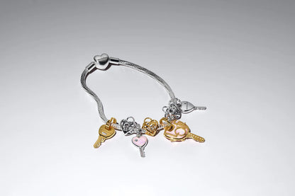 Opalescent Pink Love Key Large Dangle Charm