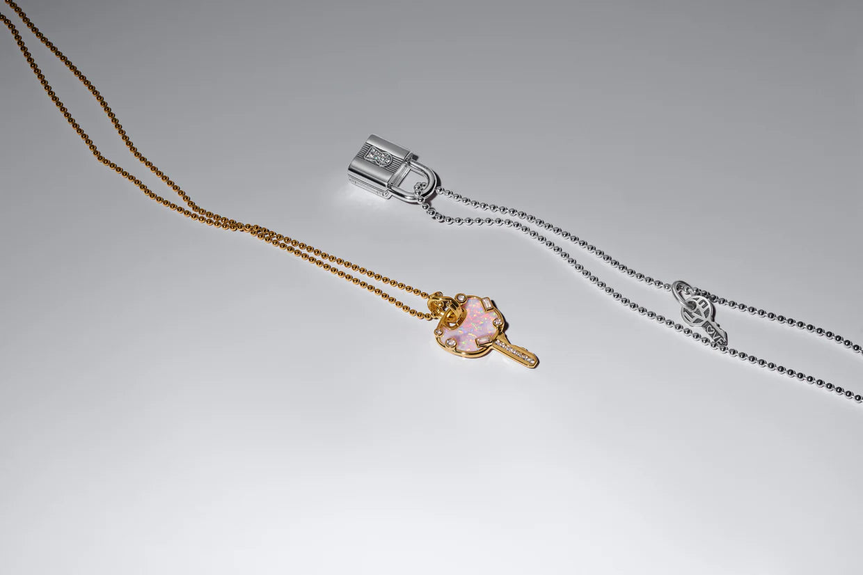 Opalescent Pink Love Key Large Dangle Charm