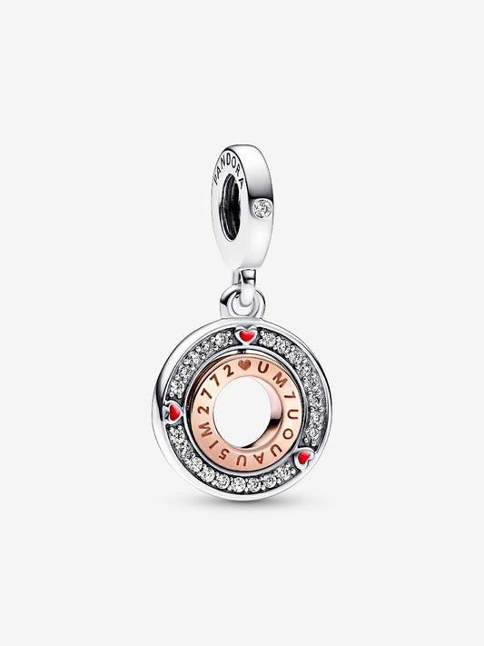 Two-tone Rotating Love Message Dangle Charm