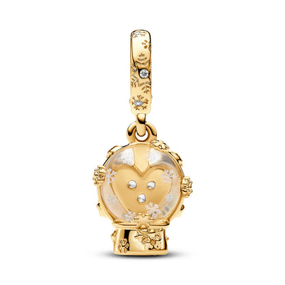 Snow Globe 14K Gold-Plated Dangle with Clear Cubic Zirconia and Transparent Murano Glass