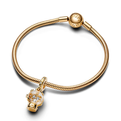 Snow Globe 14K Gold-Plated Dangle with Clear Cubic Zirconia and Transparent Murano Glass