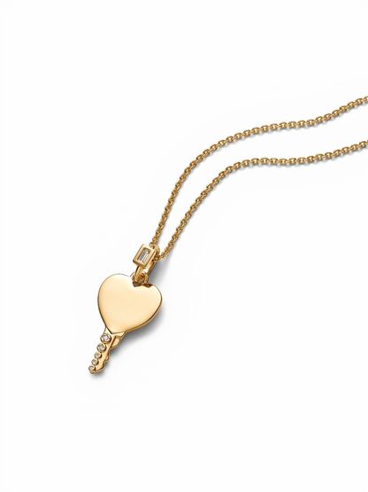 Engravable Heart Key Pendant