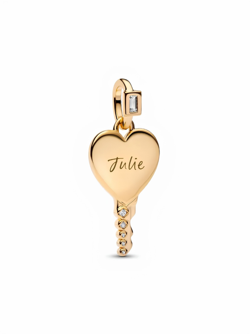 Engravable Heart Key Pendant