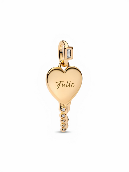 Engravable Heart Key Pendant