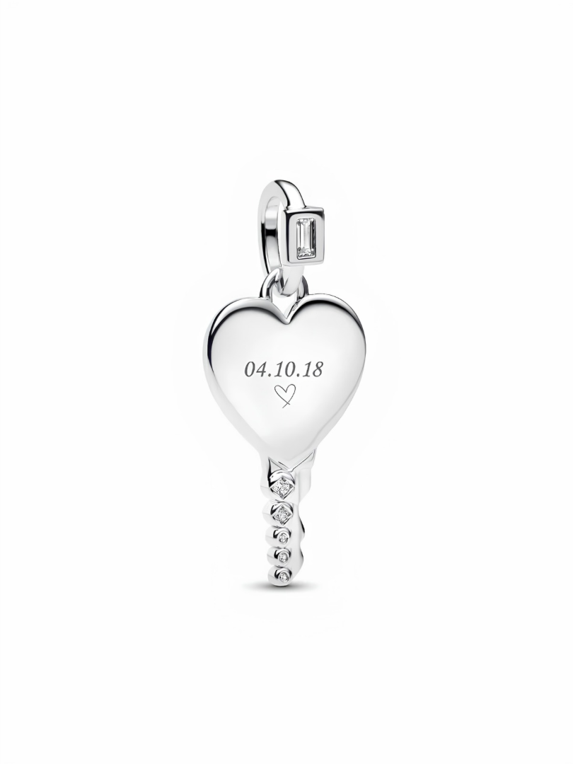 Engravable Heart Key Pendant