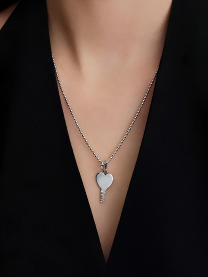 Engravable Heart Key Pendant