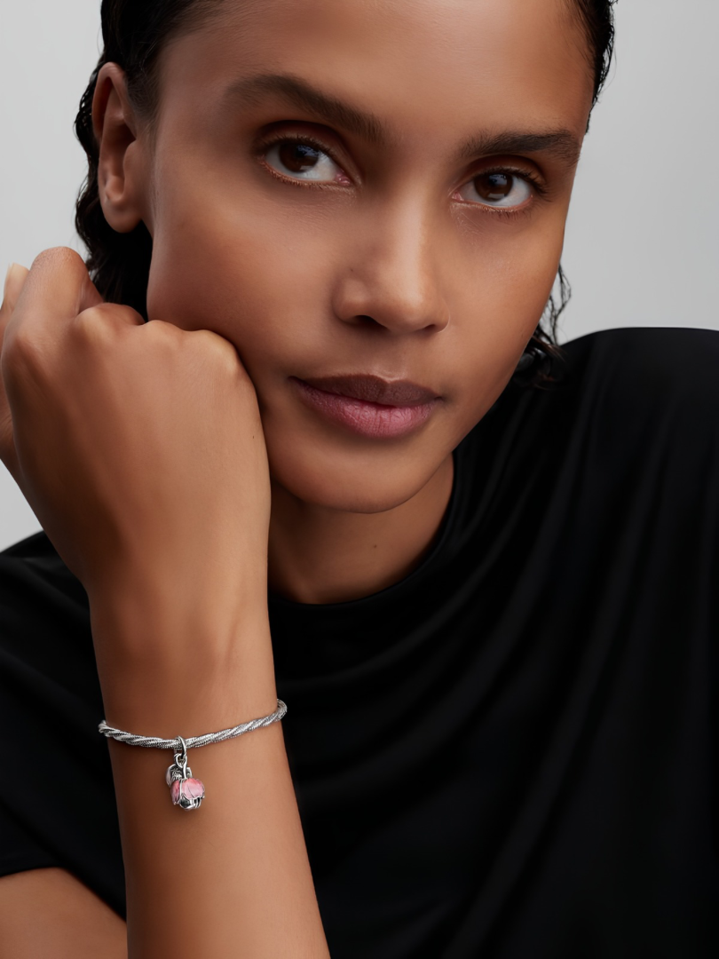 Two-Tone Blooming Flower Dangle Charm