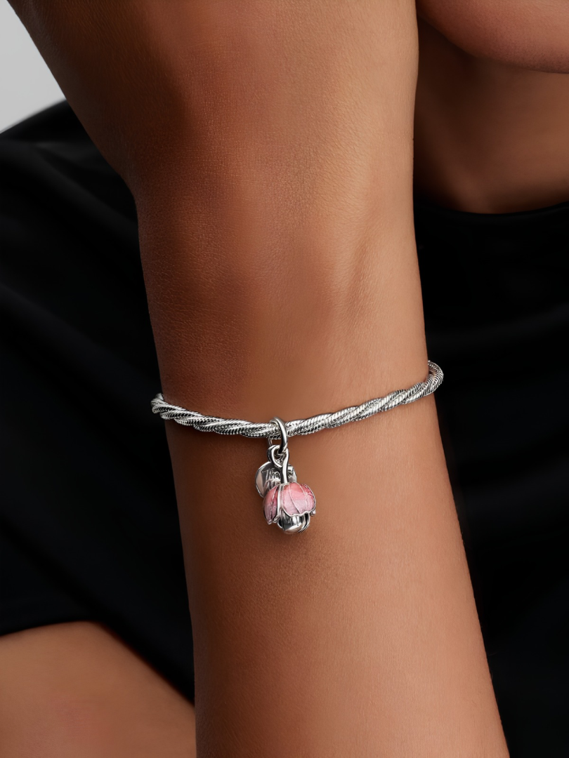 Two-Tone Blooming Flower Dangle Charm