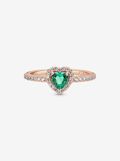 Sparkling Green Elevated Heart Ring
14k rose gold plating