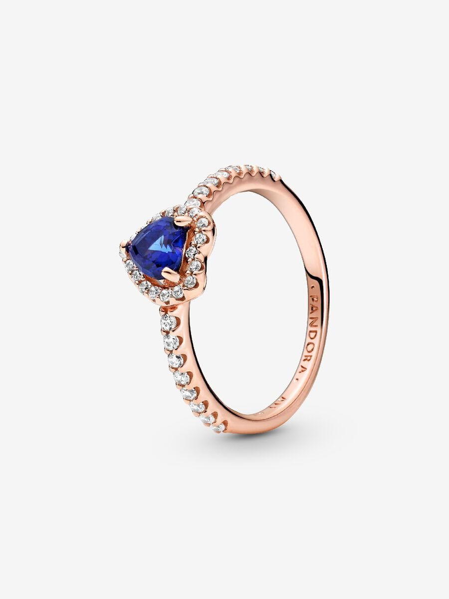 Sparkling Blue Elevated Heart Ring
14k rose gold plating