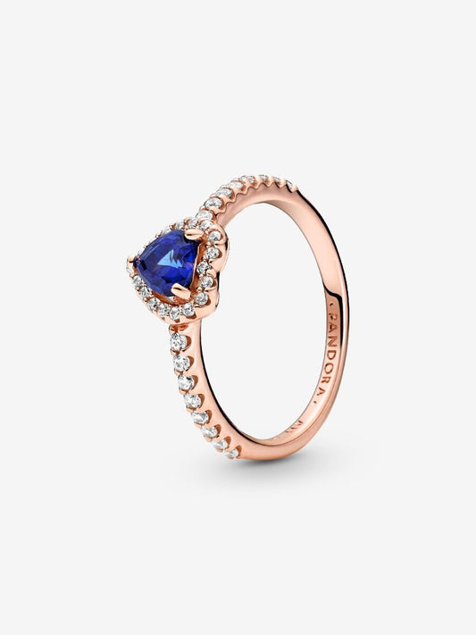 Sparkling Blue Elevated Heart Ring
14k rose gold plating
