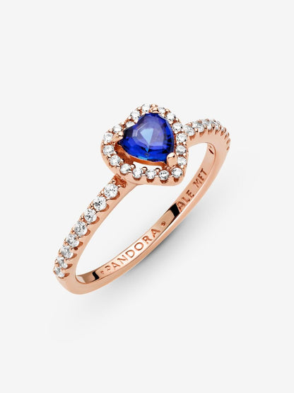 Sparkling Blue Elevated Heart Ring
14k rose gold plating