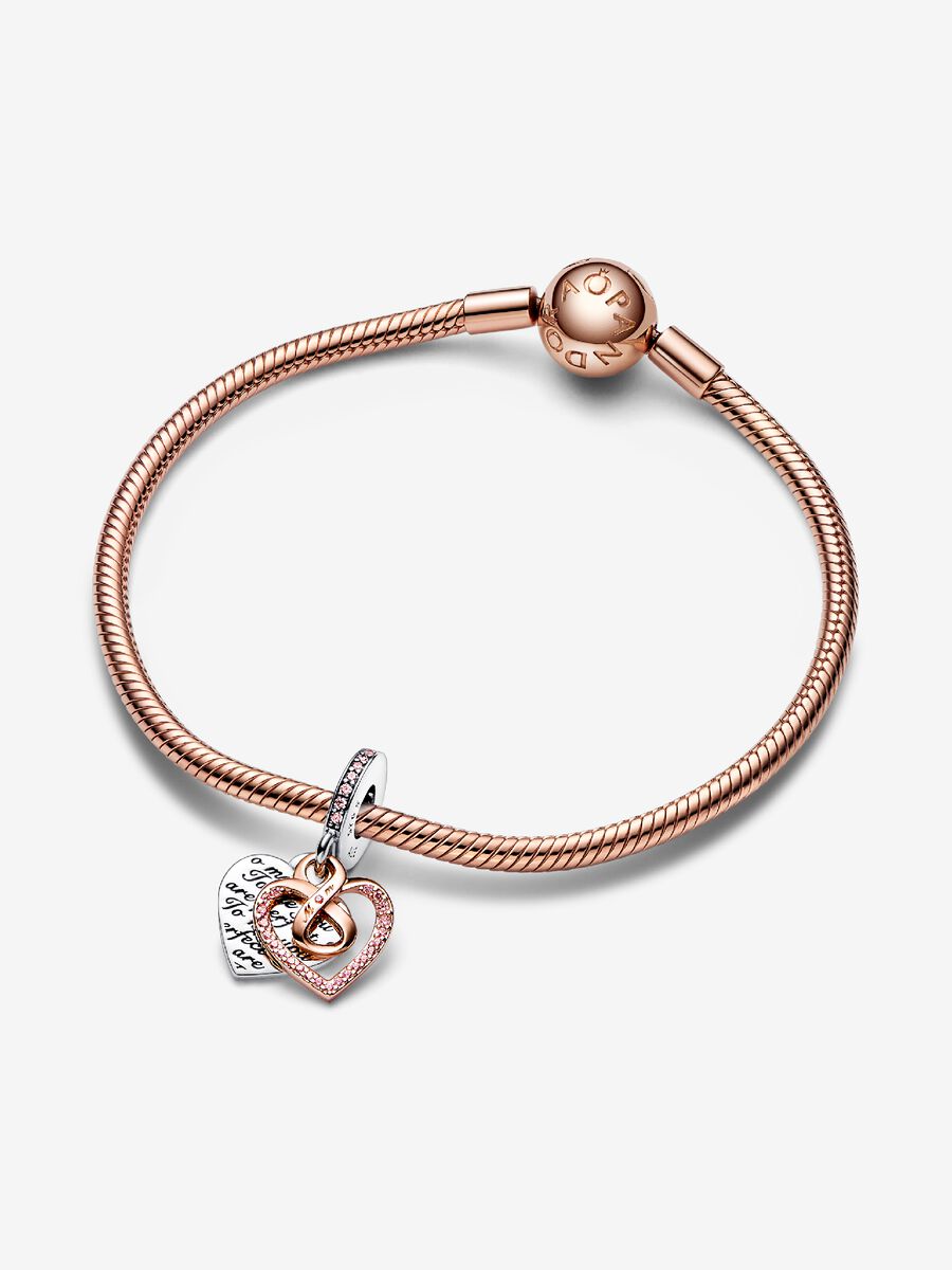 Two-tone Infinity Heart Double Dangle Charm