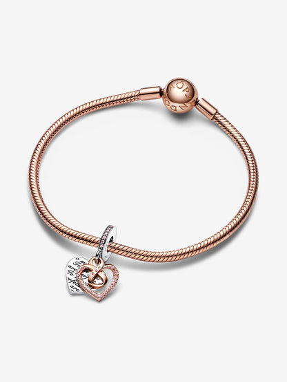 Two-tone Infinity Heart Double Dangle Charm