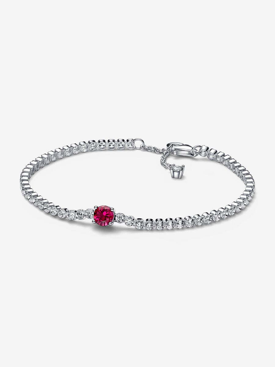 Red Sparkling Round Pavé Tennis Bracelet