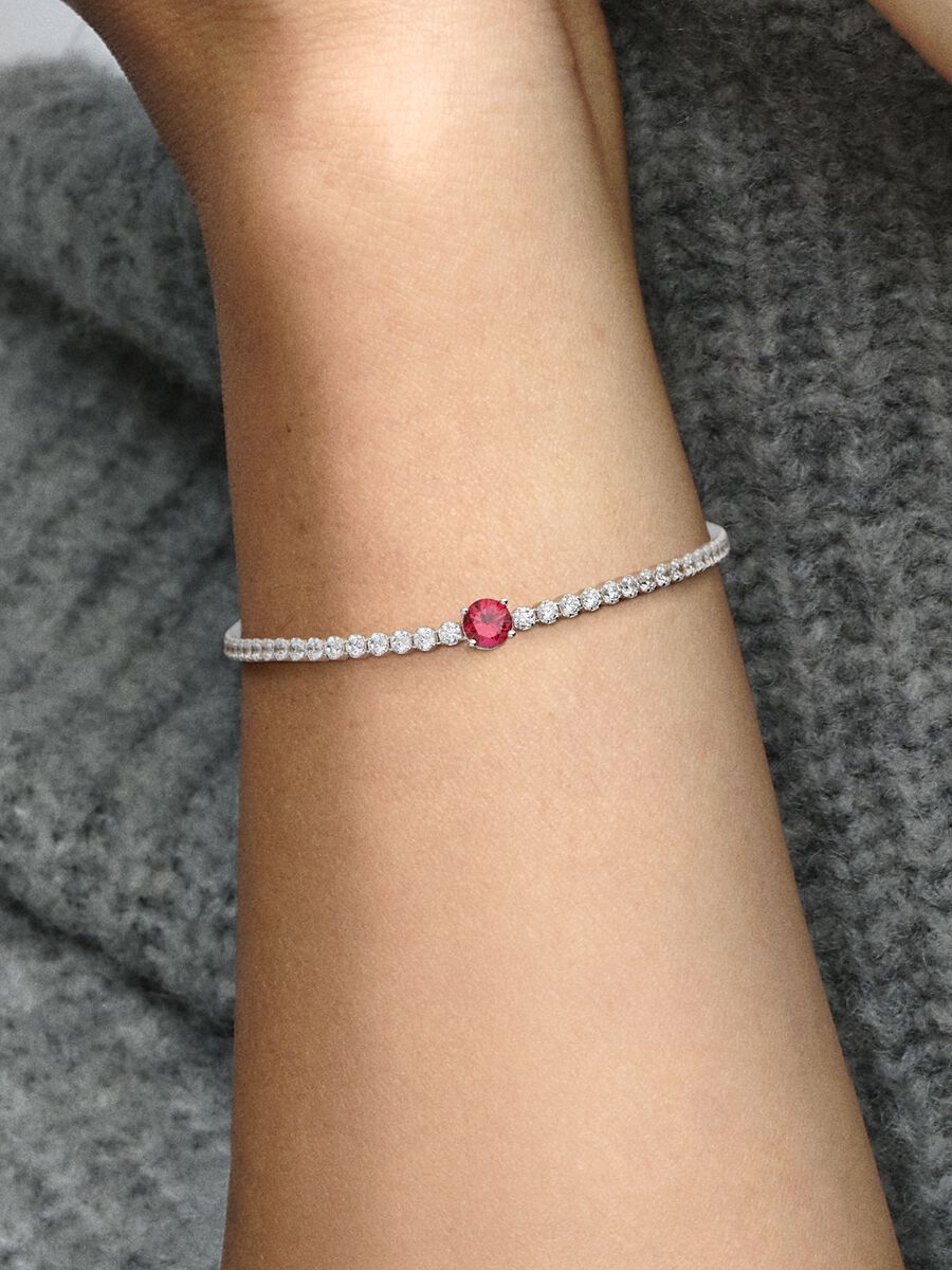 Red Sparkling Round Pavé Tennis Bracelet