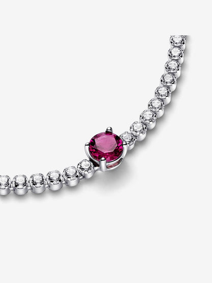 Red Sparkling Round Pavé Tennis Bracelet