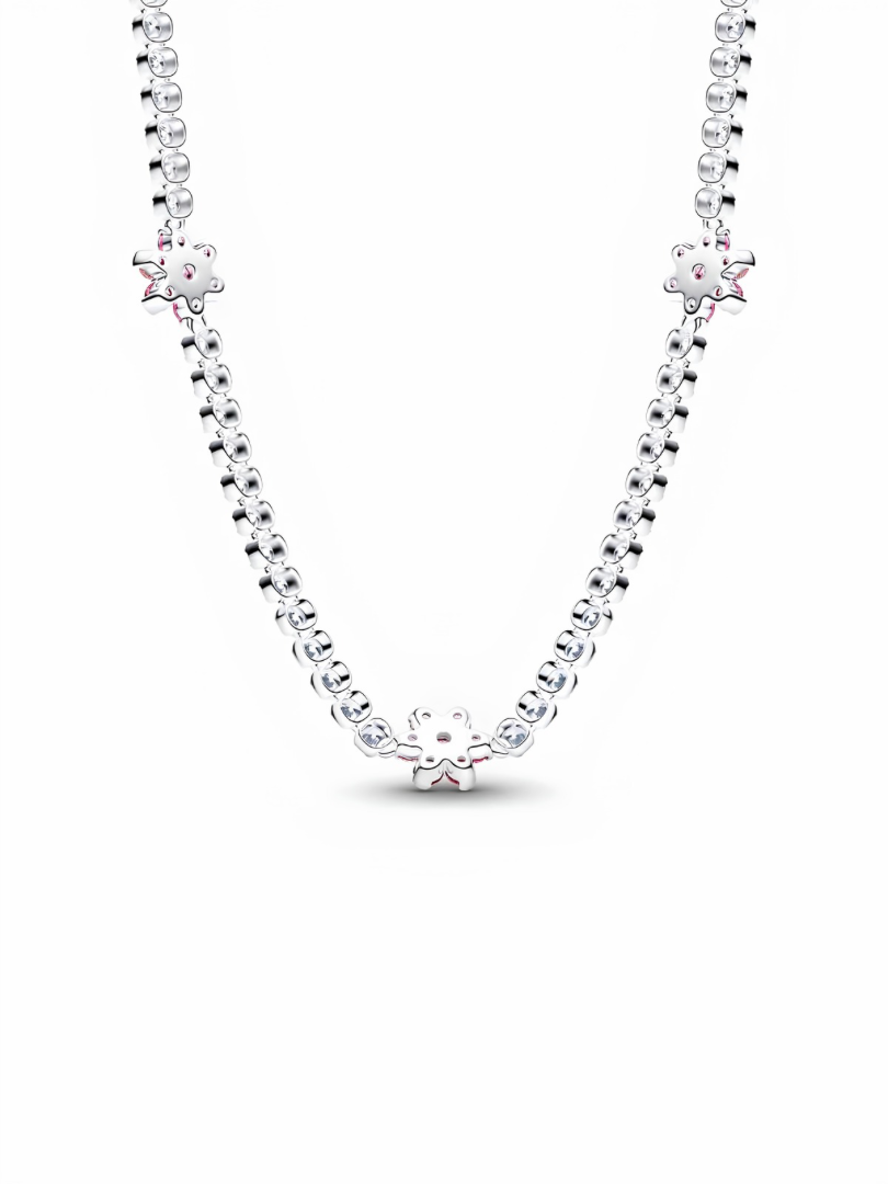 Pink Flower Tennis Necklace