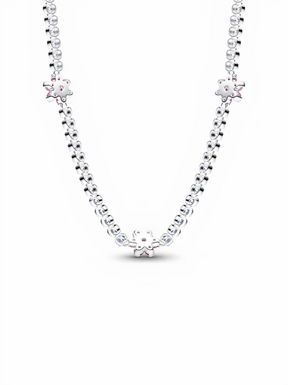 Pink Flower Tennis Necklace