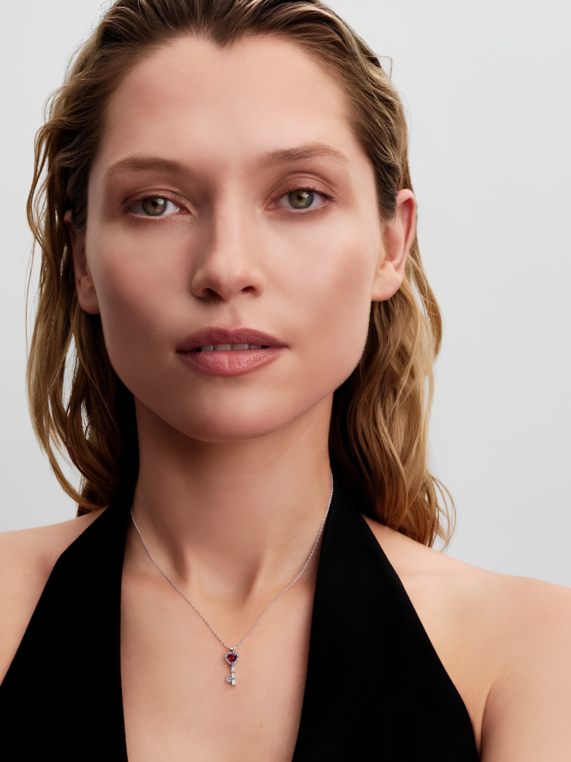 Elevated Heart Key Collier Necklace