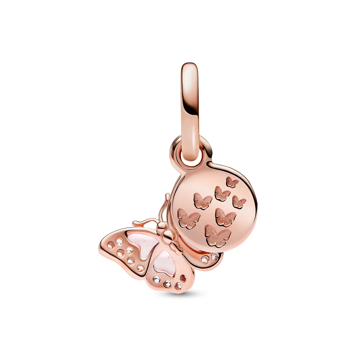 Pink Butterfly & Quote Double Dangle Charm
14k rose gold plating
