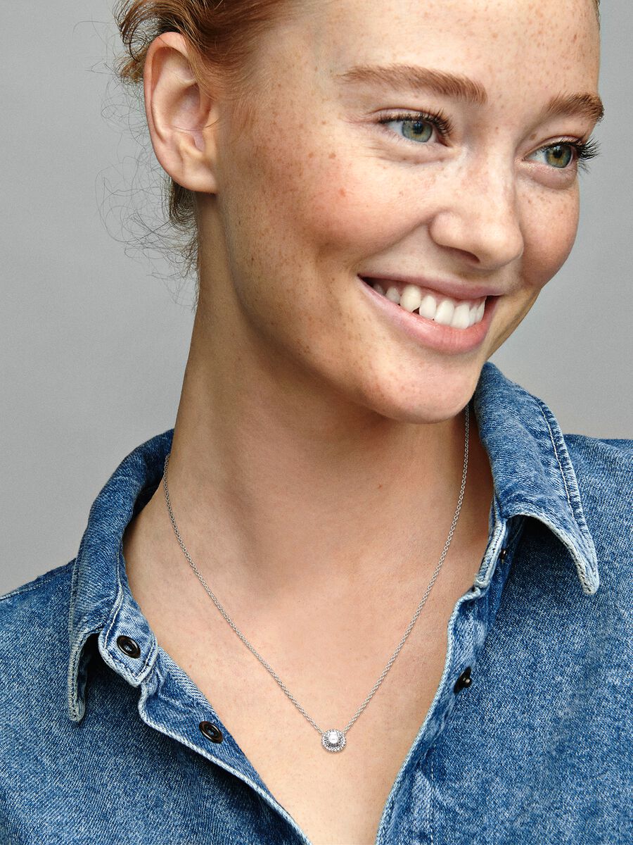 Round Sparkle Halo Necklace