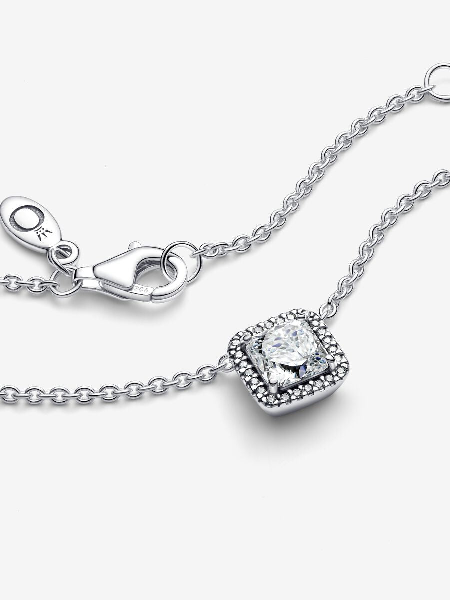 Square Sparkle Halo Necklace